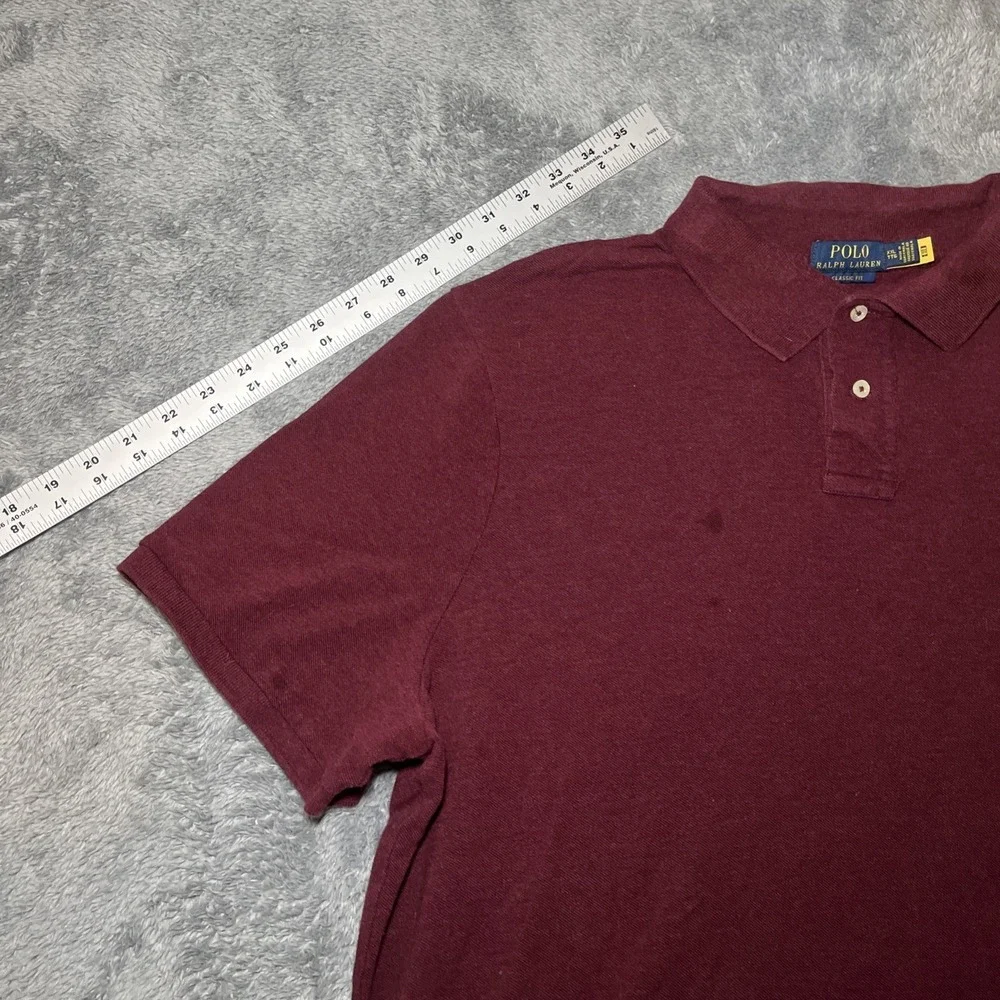 Polo Ralph Lauren Men's Short Sleeve Burgundy Shirt Navy Pony SZ XXL Classic Fit